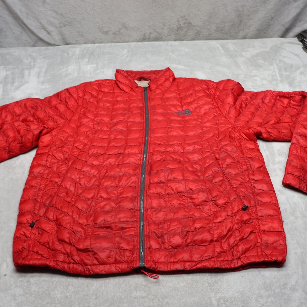 North Face Jacket Men XL Red Quilted Full Zip Thermoball Insulated Winter Puffer